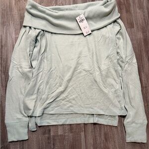 Abercrombie & Fitch Light Green Off-Shoulder Sweater